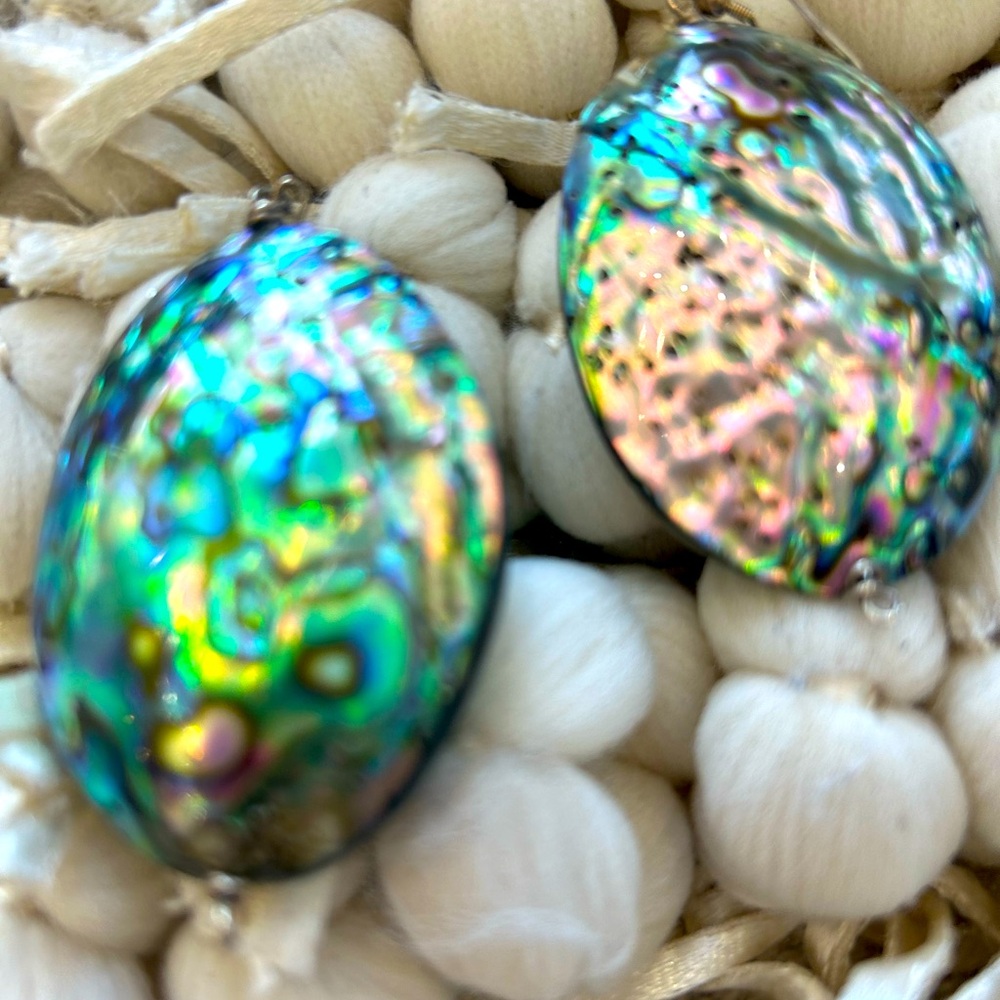 Large Shell oval earrings.